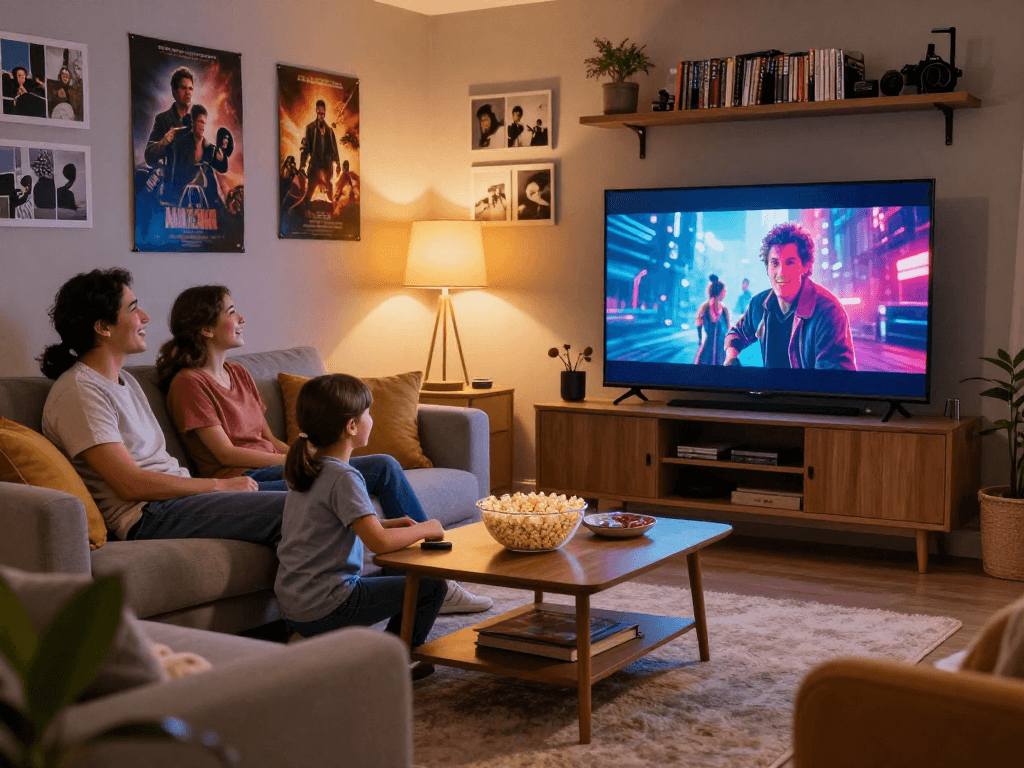 Profitez des services Atlas Pro ONTV avec votre famille lors d'une soirée cinéma à domicile.