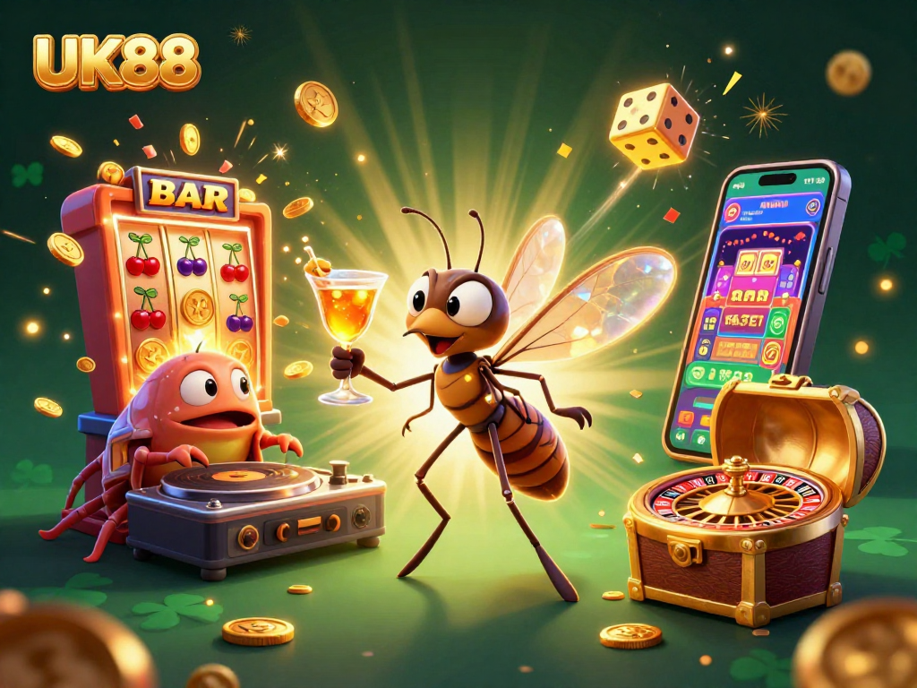 Experience exhilarating gameplay with UK88's vibrant casino atmosphere featuring unique characters and a jackpot explosion.