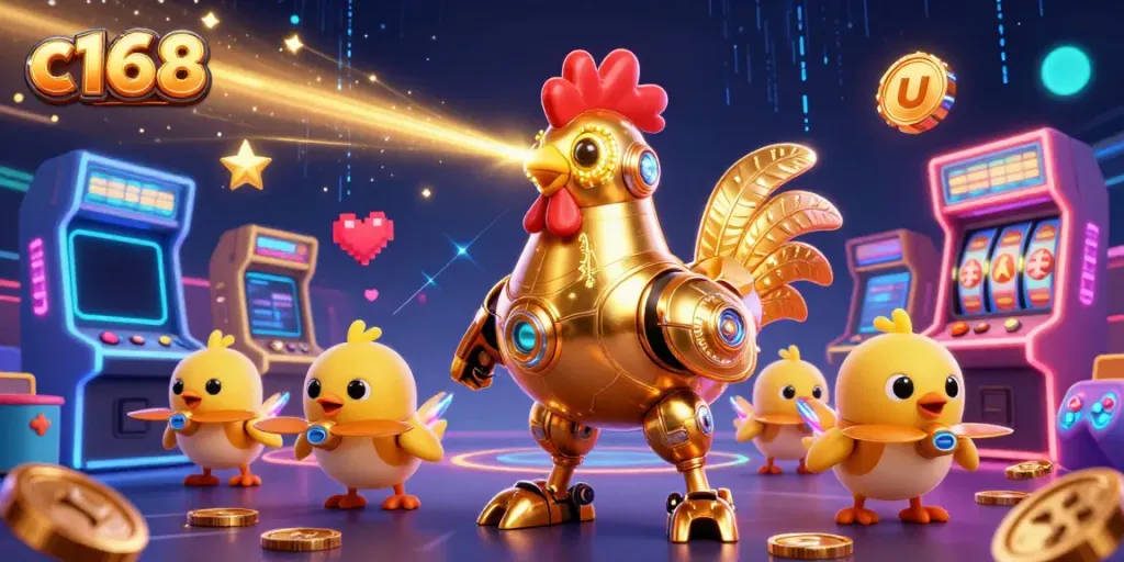 Engage in thrilling gameplay at c168 with vibrant 3D casino elements and charming characters.