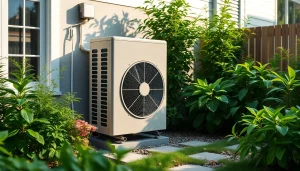 Enhance your home heating efficiency with a pompe à chaleur in a stylish garden setting.