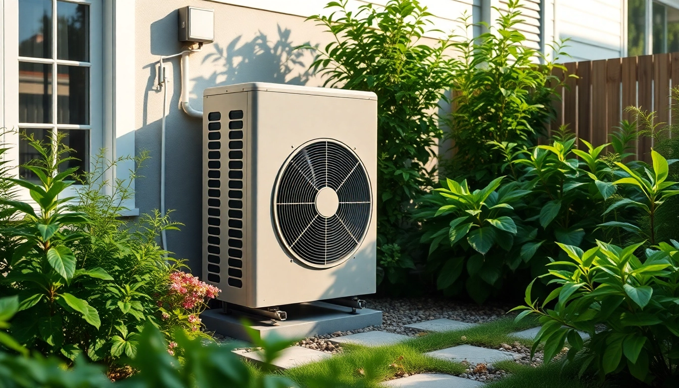 Enhance your home heating efficiency with a pompe à chaleur in a stylish garden setting.