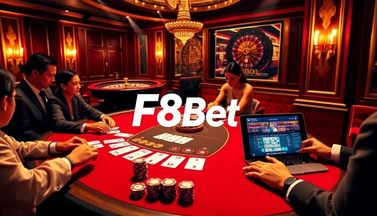 Players enjoying a thrilling game at F8Bet’s luxurious casino table.
