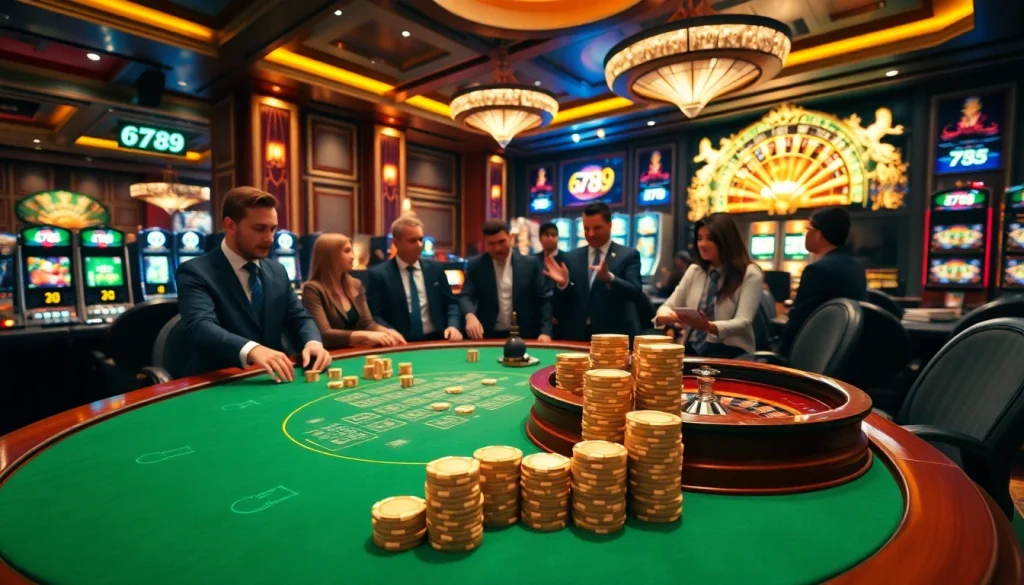 Players engrossed in high-stakes games at 6789 casino, showcasing thrilling action and vibrant atmosphere.