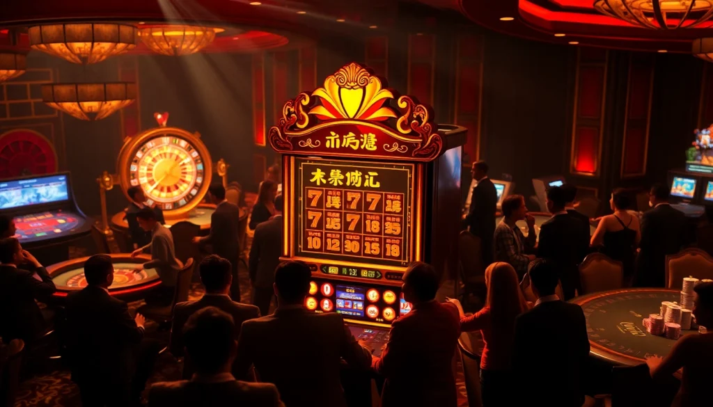 Kuwin nổ hũ slot machine attracting players in a luxurious casino environment.