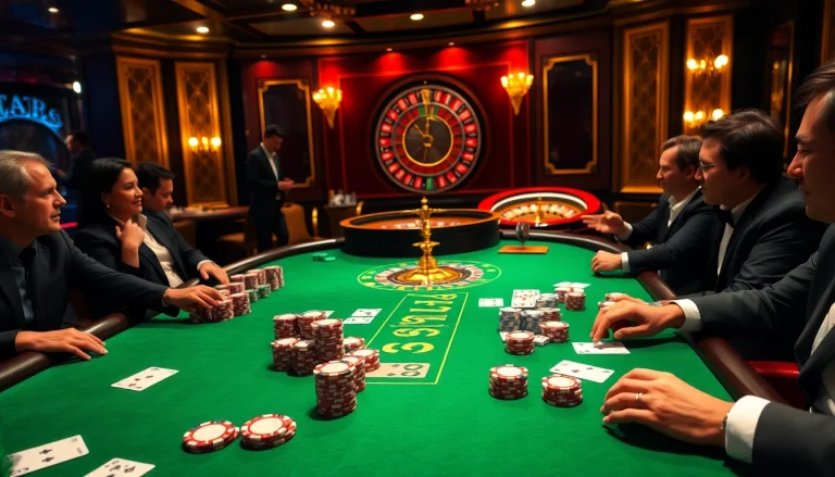 Experience the thrills of casino action at https://gk88.city/ featuring poker chips and blackjack tables.