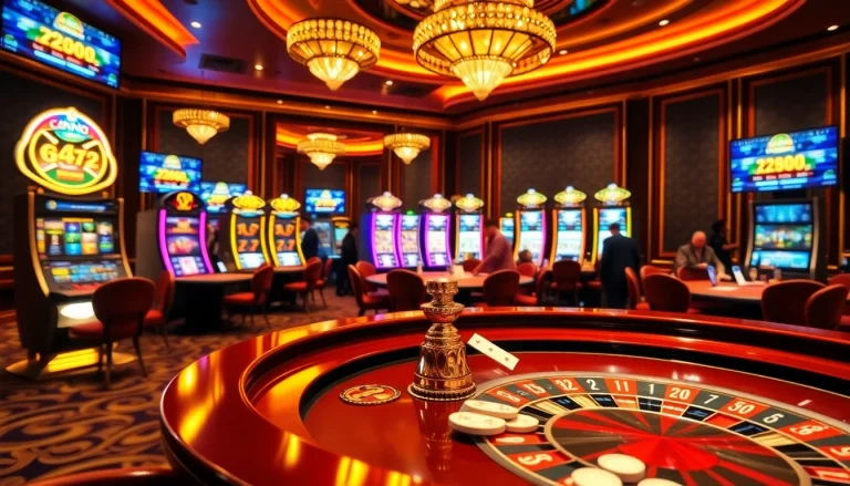 Players engaging in thrilling games at crypto casinos with vibrant decor and exciting gaming options.