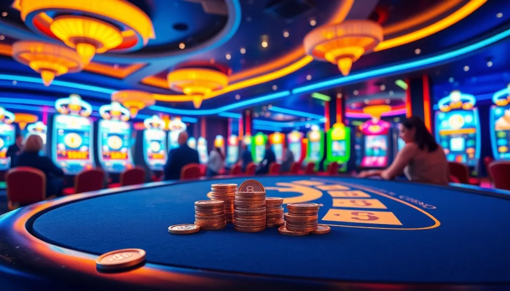 Découvrez le crypto casino avec des joueurs engagés autour d'une table de jeu moderne.