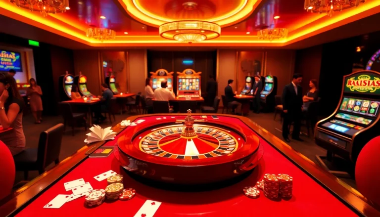 Experience the excitement of online gambling at https://rr88me.com/, featuring a luxurious casino atmosphere with poker chips and roulette.