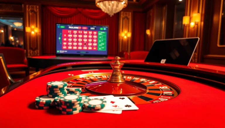 casino en ligne meilleur site with an elegant roulette table and poker chips in a luxurious atmosphere