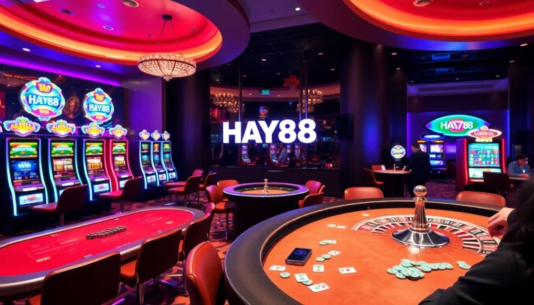 Experience the thrilling atmosphere of gambling at Hay88's luxury casino tables and vibrant slots.