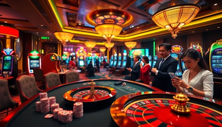 Enjoying a thrilling game at the rikvip online casino with vibrant gaming tables and exciting players.