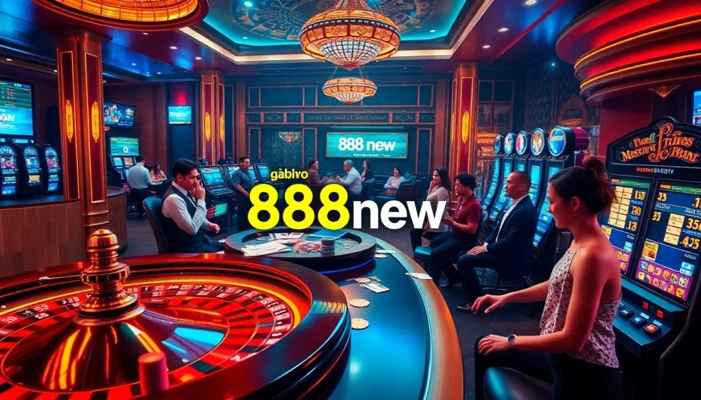 Experience the thrill of Đăng Ký 888new at an exciting casino filled with vibrant gaming tables and enthusiastic players.