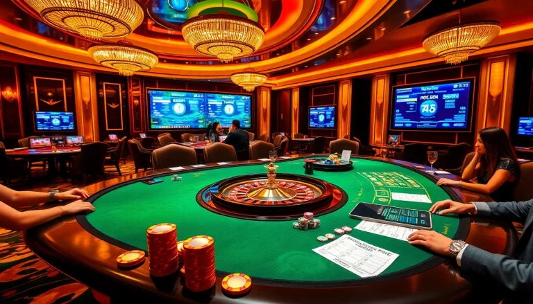 Experience casino crypto gaming excitement with vibrant tables and players in action.
