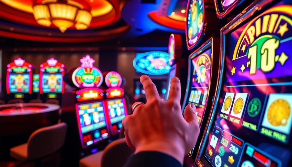 Experience the thrill of nổ hũ with colorful slot machines and vibrant casino ambiance.