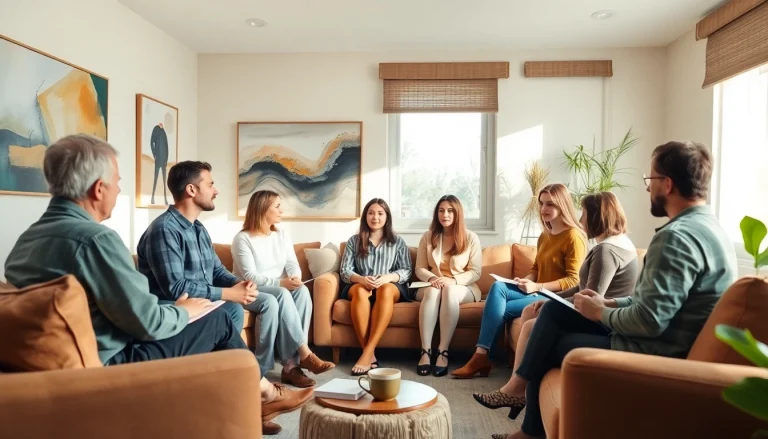 Engaging discussion on depression symptoms in a warm therapy room setting.