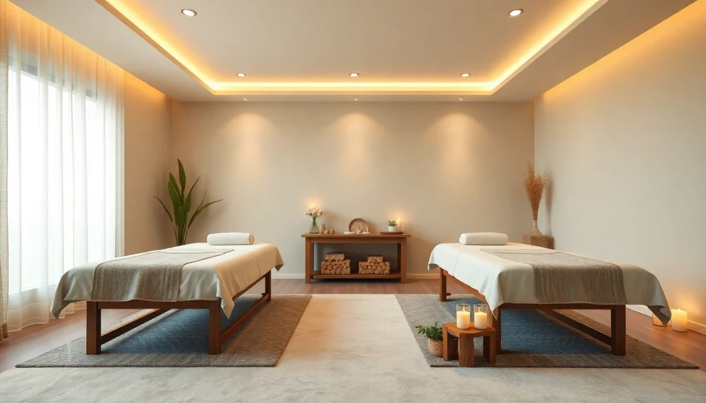 마사지대와 차분한 인테리어가 갖춰진 편안한 동탄출장마사지 테라피룸.