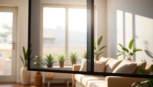 Flyscreenmaxx, une moustiquaire élégante dans un intérieur moderne, offrant transparence et protection.