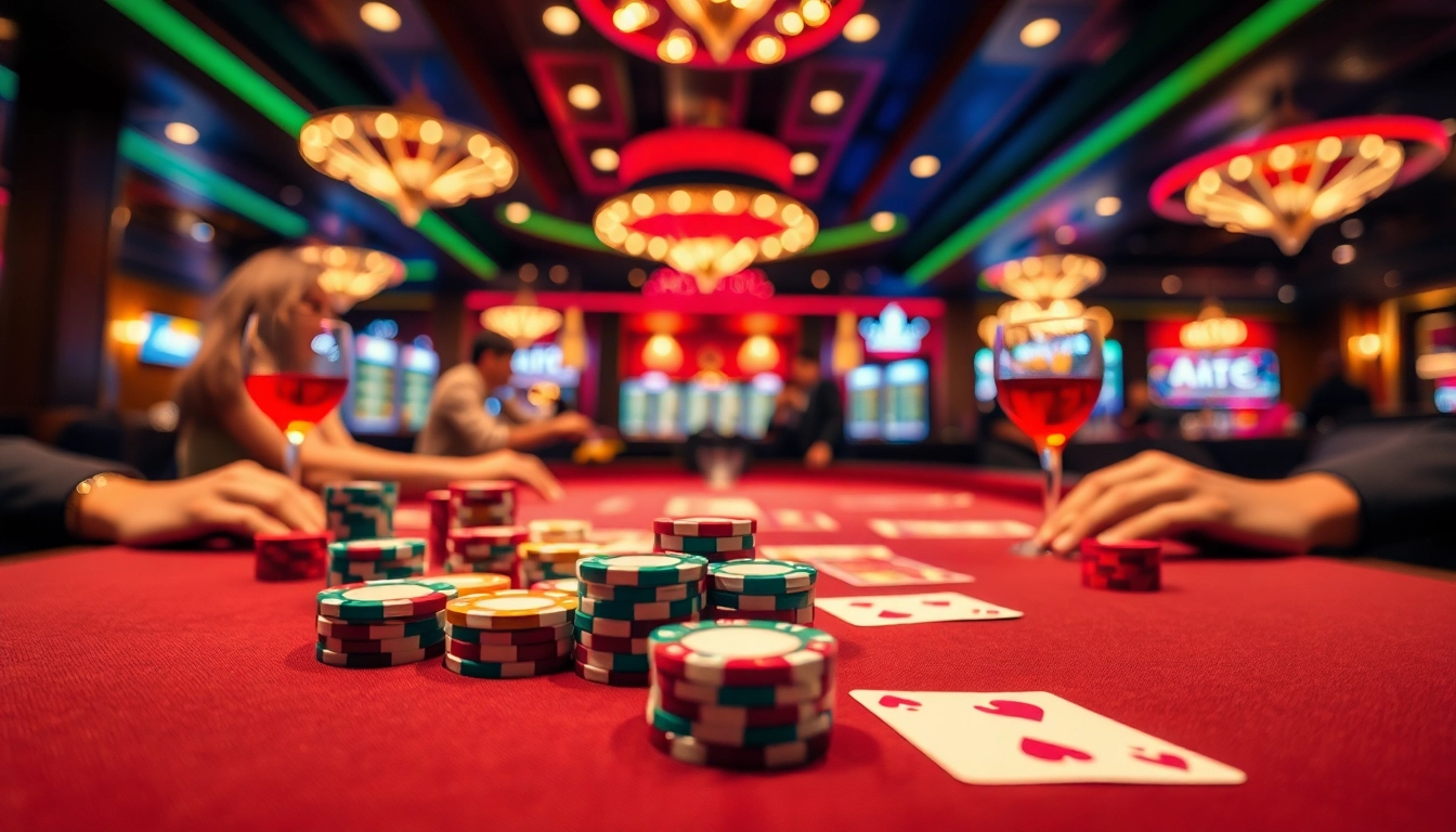 Jouer à un casino fiable en ligne entouré de cartes et de jetons colorés.