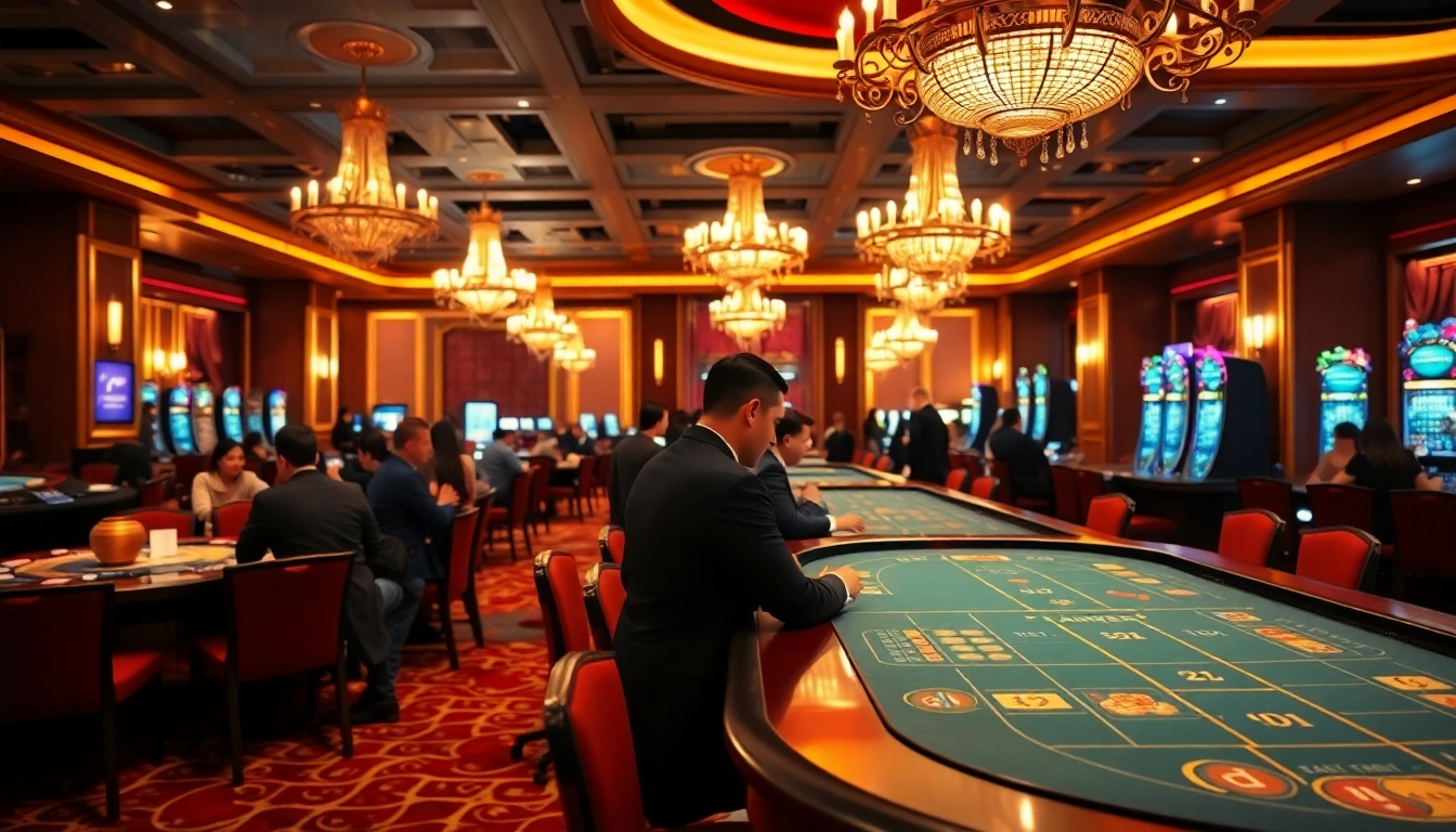 Découvrez un casino fiable en ligne avec des joueurs enthousiastes autour des tables de jeux.