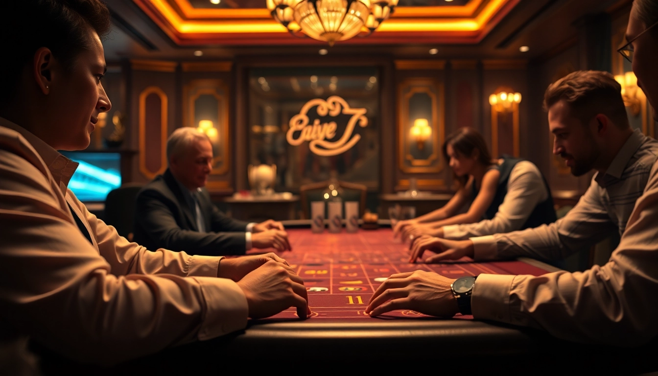Découvrez un casino fiable en ligne avec des joueurs engagés à une table de jeu élégante.
