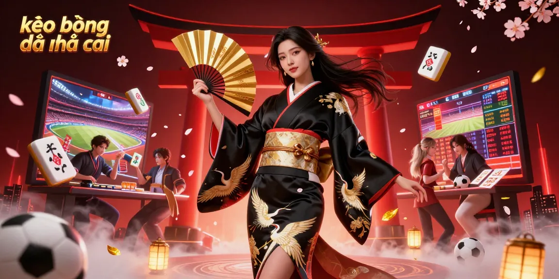 Engage in the thrill of kèo bóng đá nhà cái with vibrant sports betting elements in a captivating illustration.