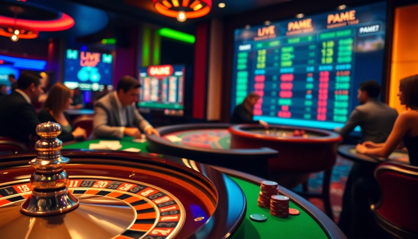 Jouez sur des jeux de casino en ligne, avec des joueurs concentrés et une ambiance énergique.