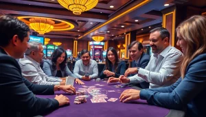 Capter les joueurs à un casino fiable en ligne, atmosphère excitante avec des cartes et des jetons colorés.