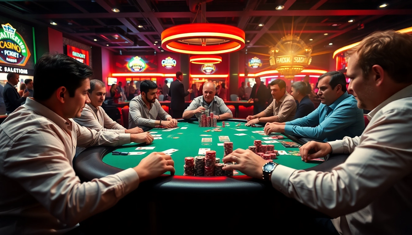Joueurs concentrés lors d'une partie avec la meilleur application poker argent réel à portée de mains.