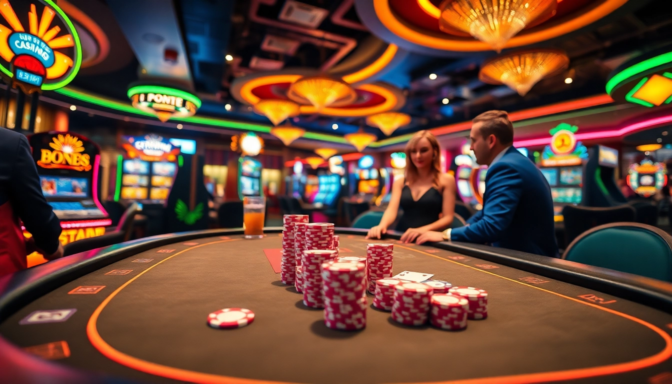 Jouer au casino en ligne avec des jetons de poker et une ambiance festive related image