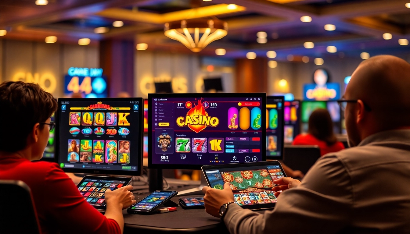 Découvrez les jeux passionnants au casino en ligne avec des joueurs captivés et des couleurs vives.