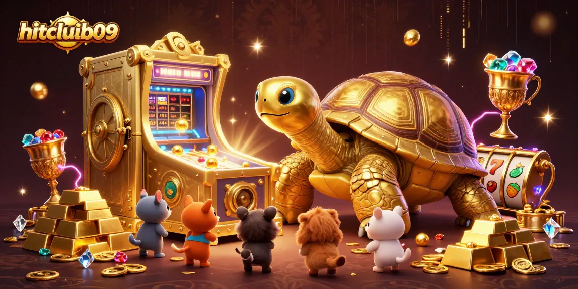 Engage with hitclubb09's vibrant casino scene packed with gold, jewels, and playful characters.