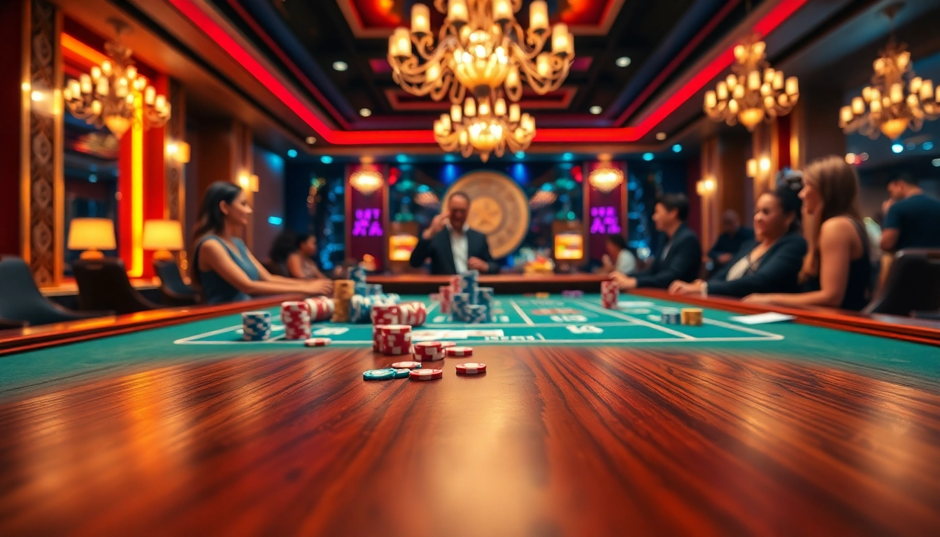 Jouer à un casino en ligne avec une table de jeu pleine de jetons colorés. related image