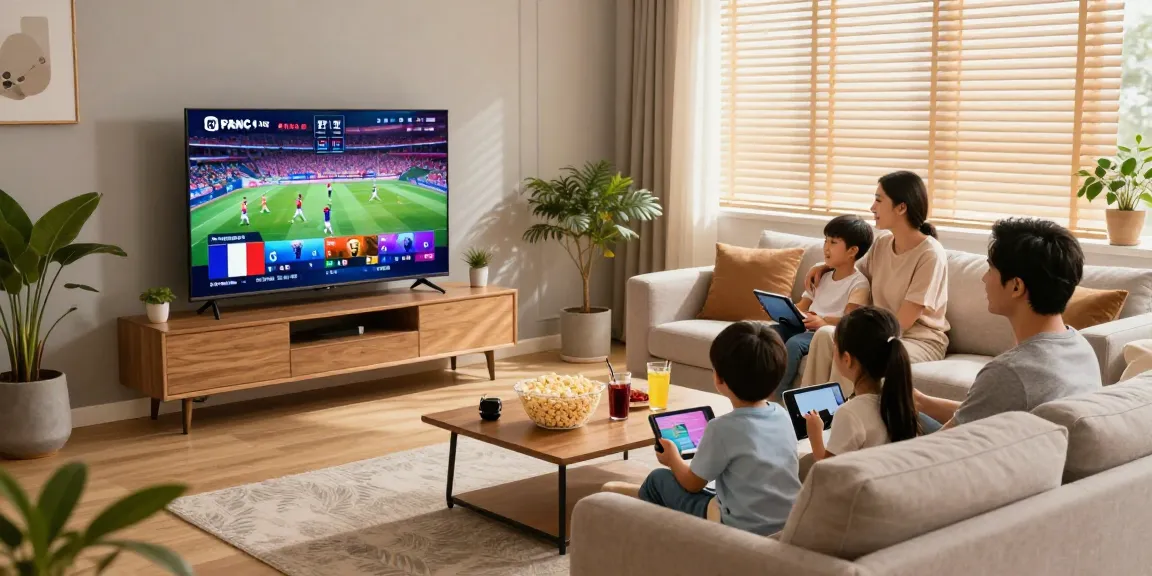 Expérience de visionnage de France IPTV dans un salon familial moderne