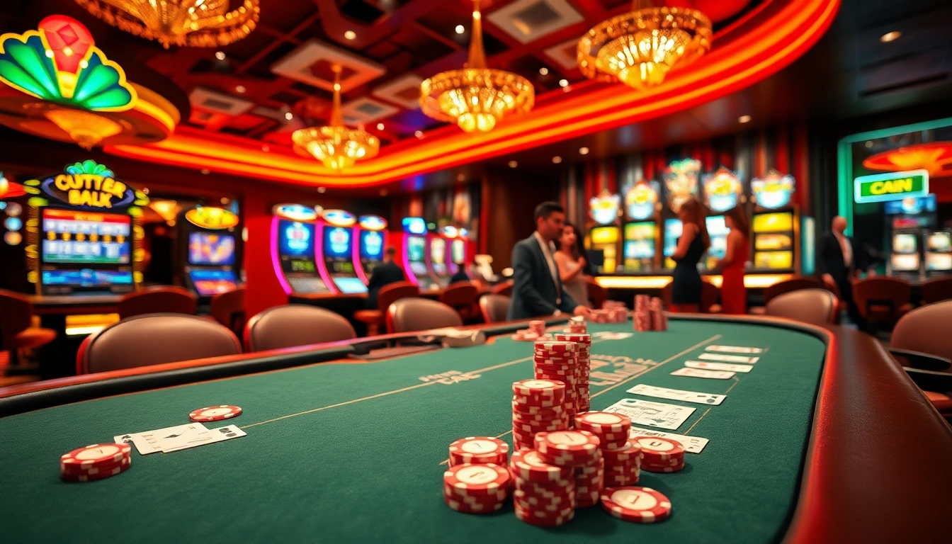 Jouer au casino en ligne avec des jetons de poker et une ambiance festive