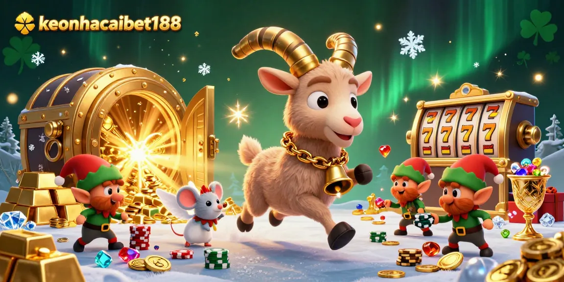 Watch the Krampus goat and friends manage the chaotic keonhacaibet188 holiday casino scene full of riches.