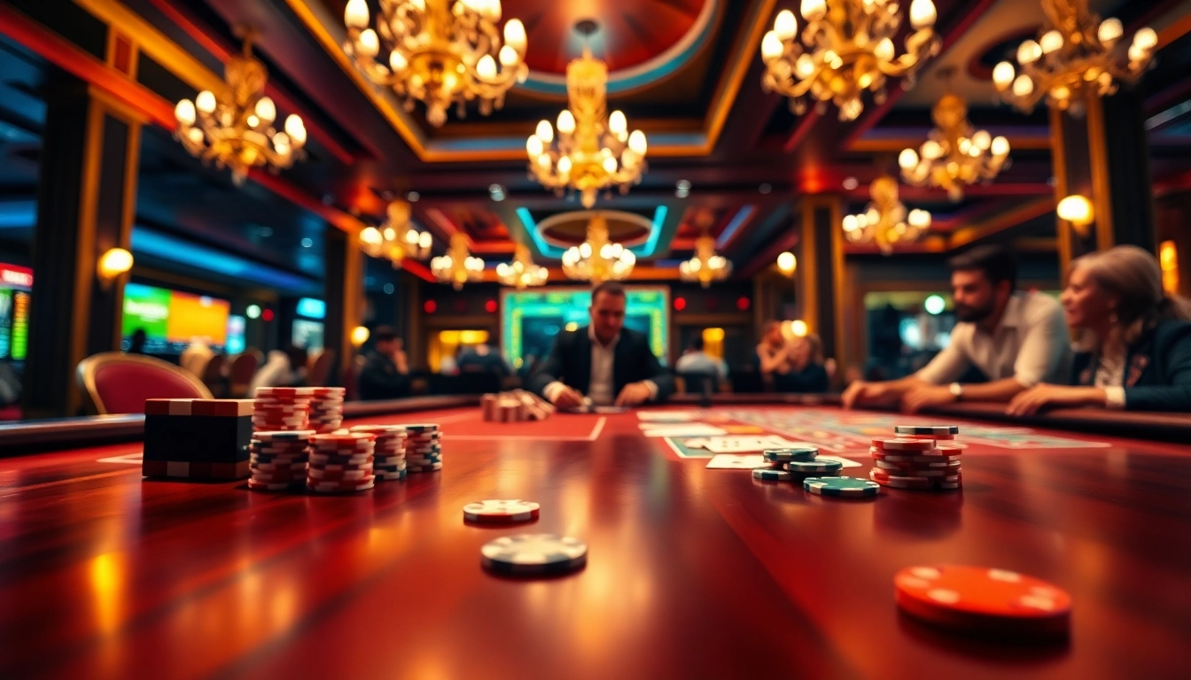 Jouer à un casino en ligne avec une table de jeu pleine de jetons colorés.