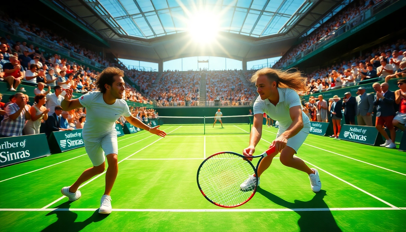 Paris sportif tennis match showcasing intense players and enthusiastic crowd. related image