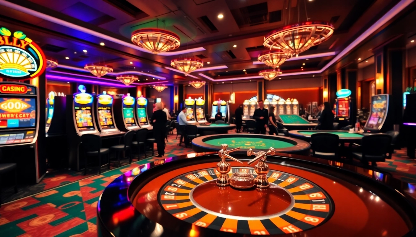 Jouer à des jeux casino en ligne avec des tables et des machines lumineuses.