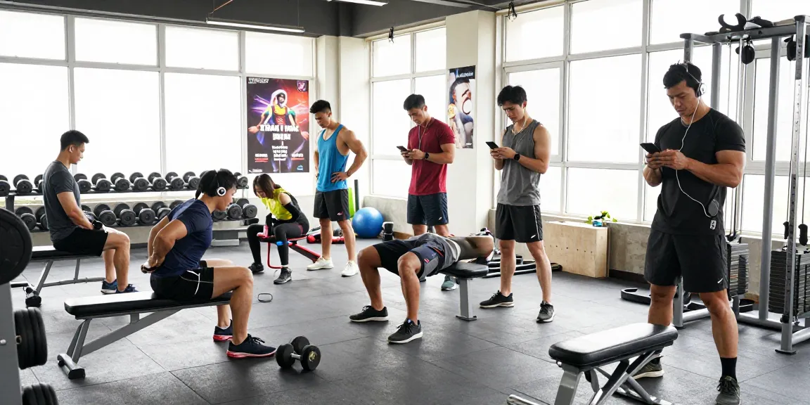 Athlètes dans une salle de sport dynamique de la Steroide Boutique, mettant en avant camaraderie et détermination dans leur entraînement.