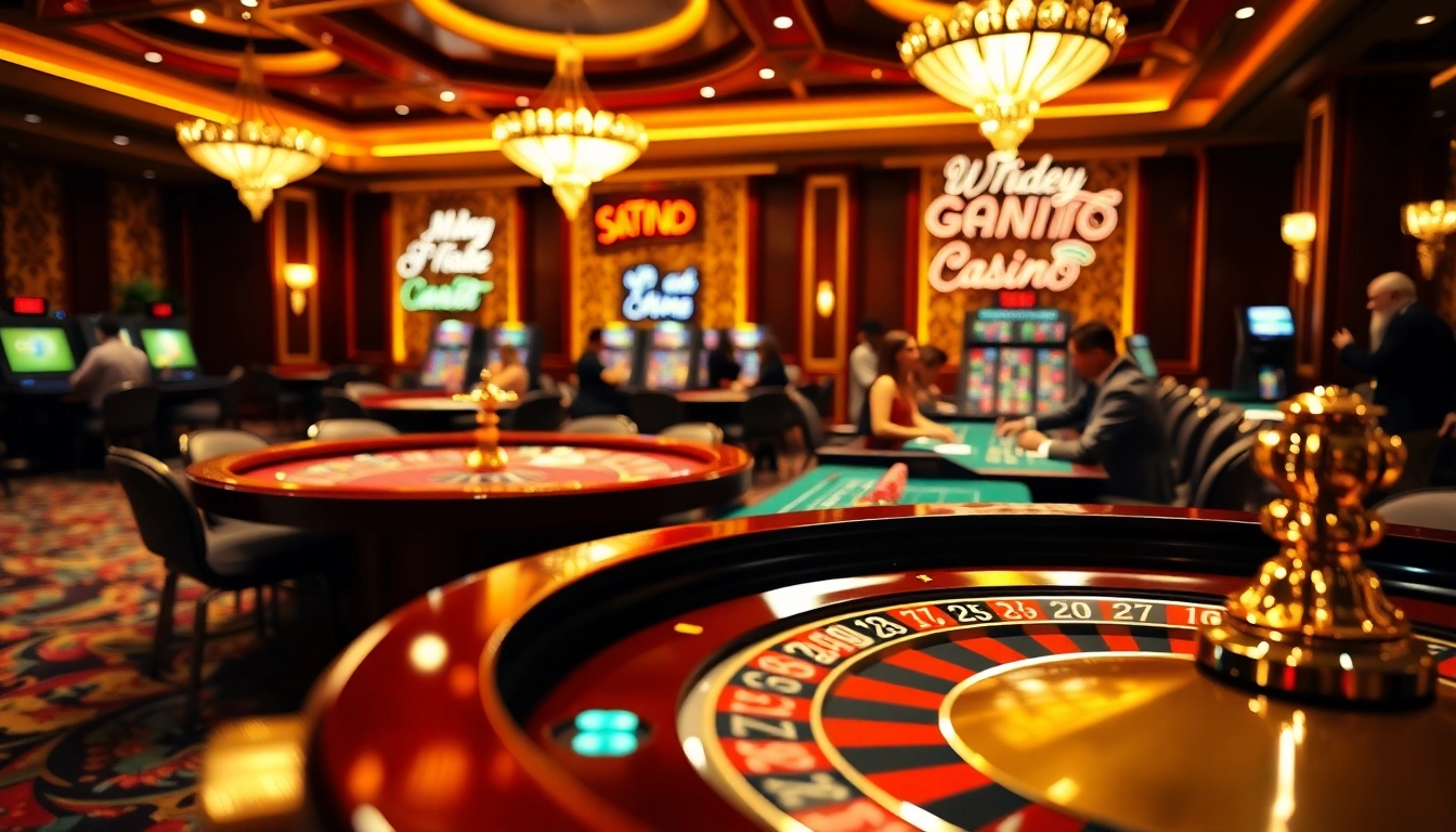 Vibrant casino en ligne scene with engaging players at roulette tables.