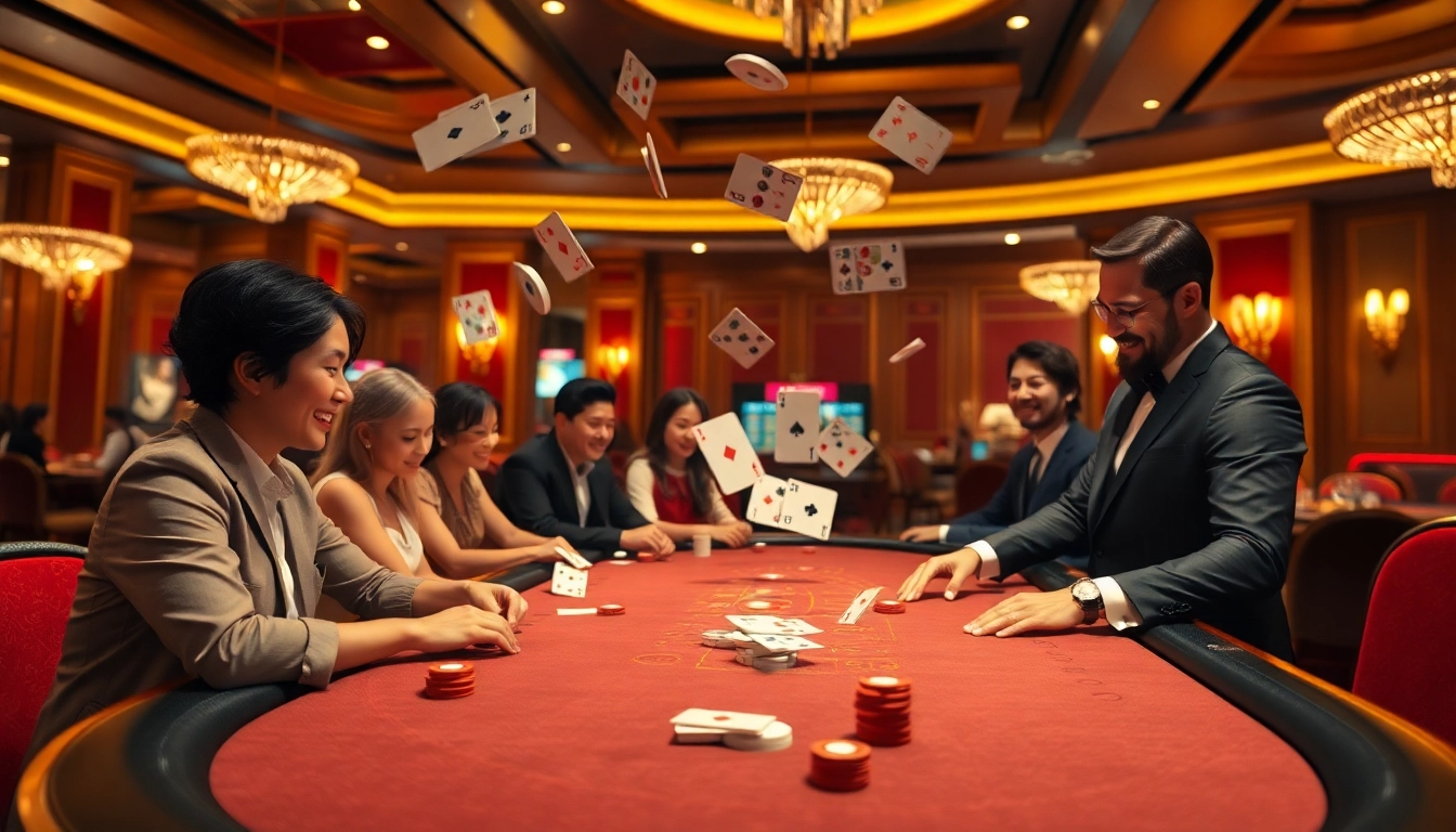Jouez à des jeux de casino en ligne avec un croupier captivant à la table de blackjack.