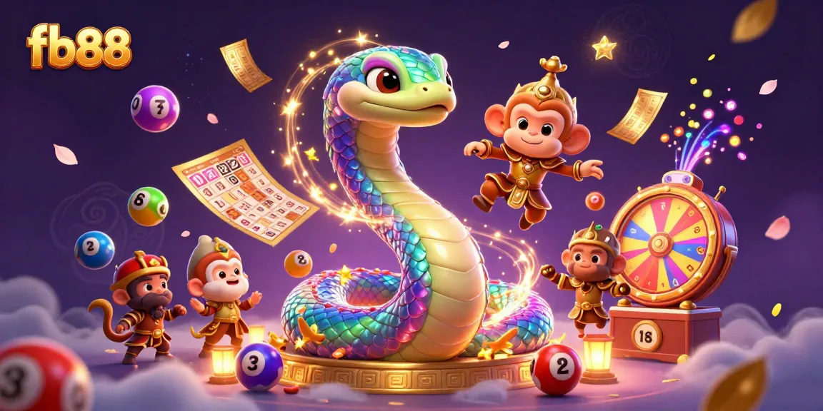 Experience exciting gaming with fb88's vibrant 3D illustration featuring colorful lottery elements.