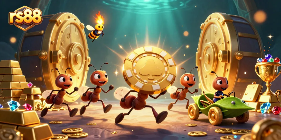 Experience thrilling wins at rs88 with cartoon ants on a heist for golden poker chips.
