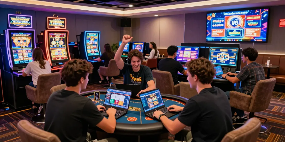 Casino en ligne : Joueurs enthousiastes profitant de jeux animés dans une ambiance dynamique.