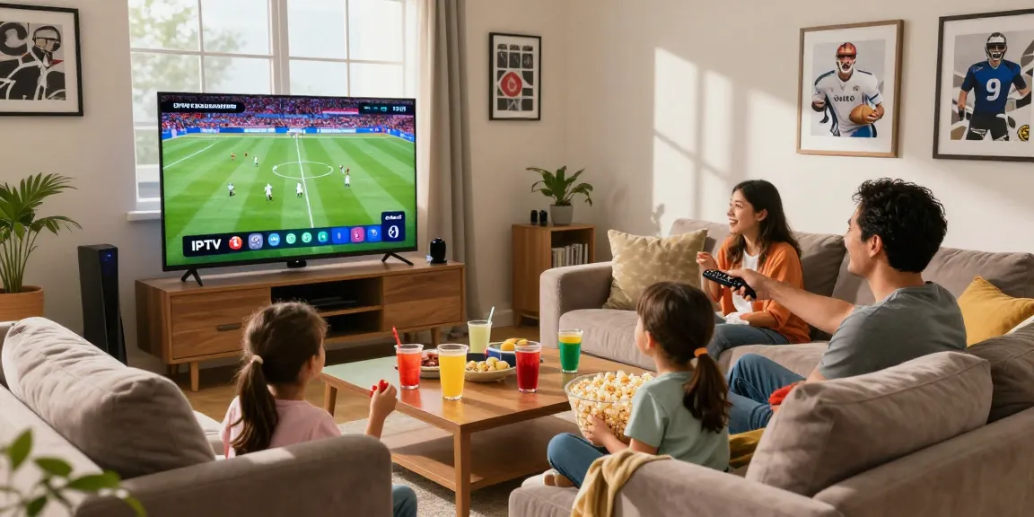 Regardez la TV autrement avec un abonnement IPTV pendant un événement familial joyeux.