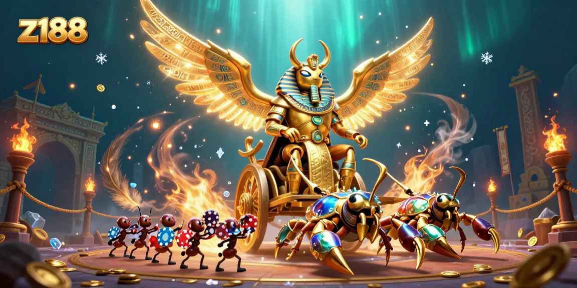 Experience thrilling gameplay with z188, where a colossal scarab beetle leads a dynamic casino adventure!