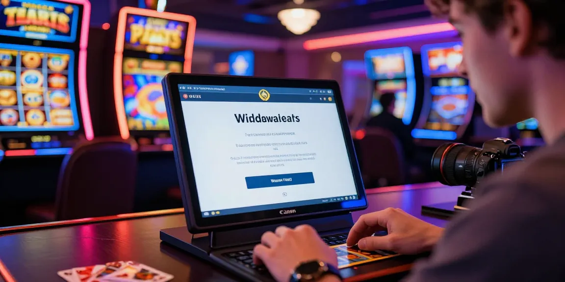 Casino en ligne retrait instantané avec joueur célébrant une victoire sur son appareil numérique, entouré d'icônes de jeux colorés.