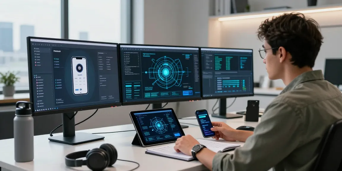 L'expert en sécurité numérique surveillant l'activité des applications espion au bureau.