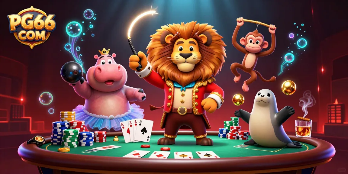 Experience thrilling gameplay with PG66 COM's vibrant casino illustration featuring lively characters and dynamic elements.