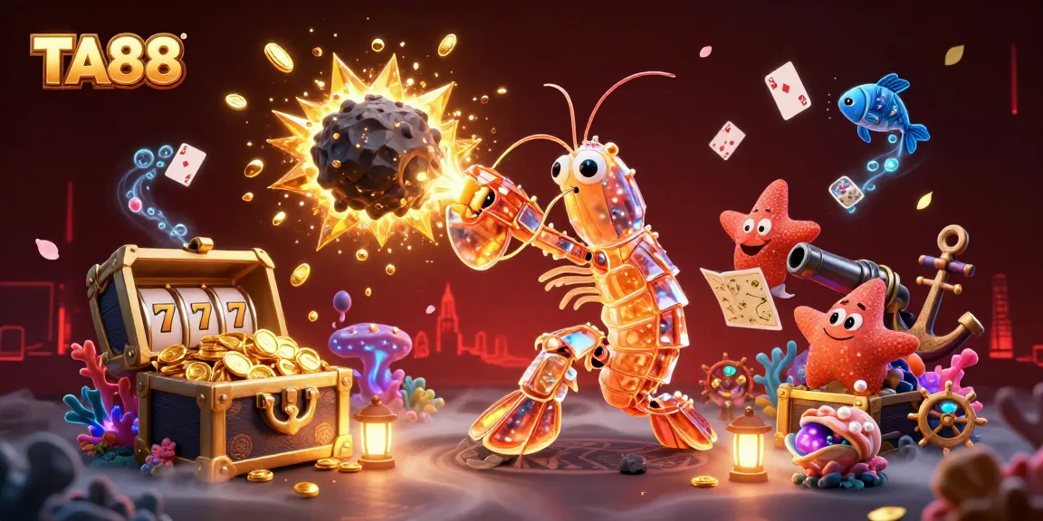 Experience the thrill of TA88 with a galactic samurai mantis shrimp amid vibrant slot elements.